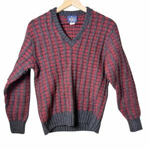 Vintage Woolrich Classic V-Neck Wool Blend Sweater Women’s Size L Made In USA